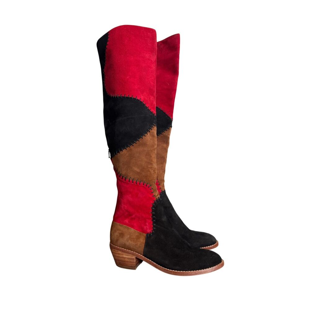 Carolina K Patchwork suede tall knee high boots - Picture 2 of 10